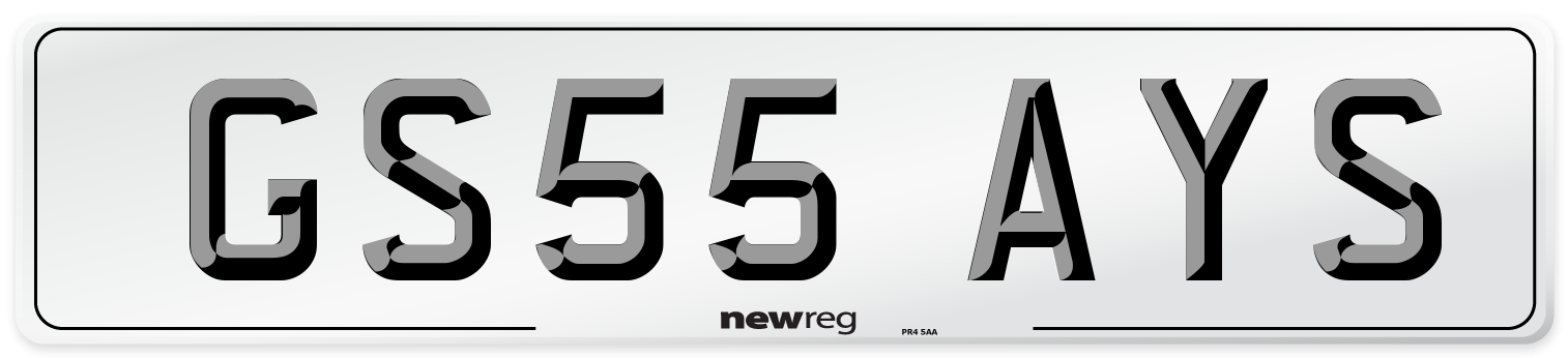 GS55 AYS Number Plate from New Reg